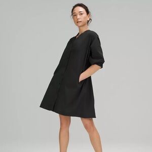 lululemon WovenAir Button Front Dress SIZE 14 Black NWT